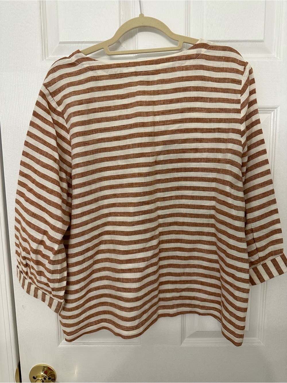 Rachel Zoe Linen Striped Top in White and Rust - Picture 2 of 4